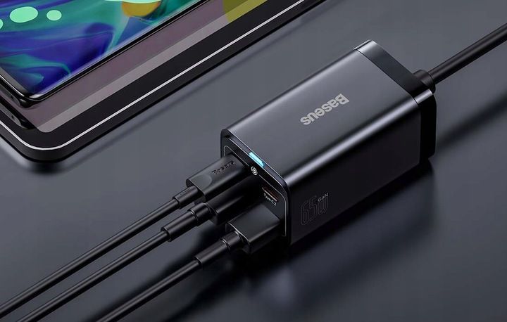 BASEUS SZYBKA ŁADOWARKA ZASILACZ LISTWA GAN3 4X USB-C USB-A 65W KABEL 1,5M zdjęcie 2