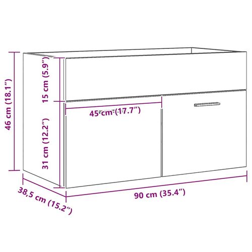 Szafka z umywalką z drzwiami Czarny Dąb 90 x 38.5 x 46 cm na Arena.pl