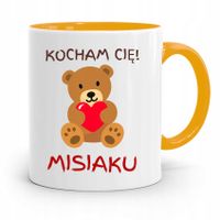 Kubek Żółty Na Walentynki Kocham Cię Misiaku Z Nadrukiem Ze Zdjęciem