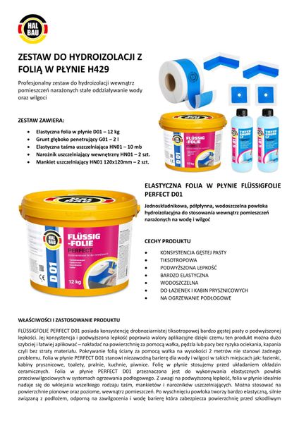 Hydroizolacja Zestaw Folia w płynie 12kg Grunt 2l Taśma 10m zdjęcie 10