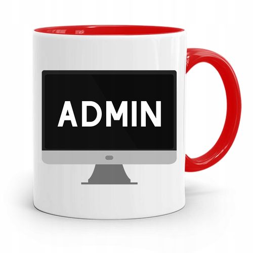 Kubek Czerwony Informatyka Programisty Admin Z Nadrukiem Ze Zdjęciem na Arena.pl