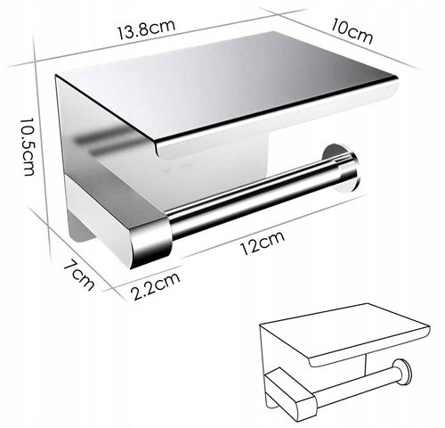 Uchwyt Na Papier Loft Toaletowy Z Półką Srebrny Wc na Arena.pl