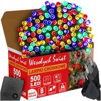 LAMPKI CHOINKOWE MULTIKOLOR 500 LED 8 TRYBÓW ZEW/WEW 35 METRÓW NA CHOINKĘ