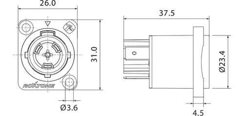 Roxtone gniazdo zasilania tablicowe panelowe RAC3MPWP IP65 na Arena.pl
