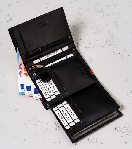 pionowy portfel męski z zasuwanym schowkiem — rovicky na Arena.pl