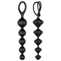 satisfyer love beads black - zestaw 2 silikonowych sznurow w czerni