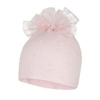 Broel Beatriz czapka z tiulową kokardą wiskoza jasny róż 42-44