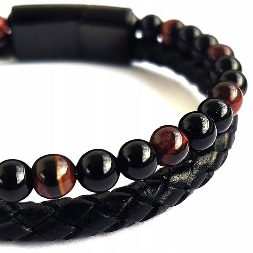 Bransoletka męska skórzana REGULOWANA Z TYGRYSIM OKIEM PREZENT Versatile na Arena.pl