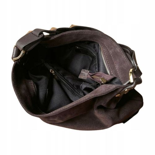 Czekoladowa zamszowa torebka brązowa shopper ZAMSZ NATURALNY Vera Pelle na Arena.pl