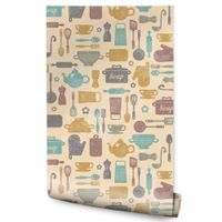 Tapeta Do Jadalni Kuchni Garnki Akcesoria Kuchenne Styl Vintage Abstrakcja