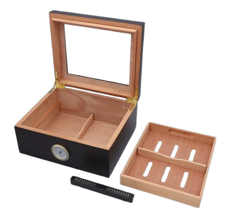 Humidor z Drewna Cedrowego Przeszklony Profesjonalne Pudełko do Cygar na Arena.pl