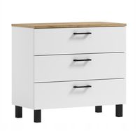 Komoda Nela 80 z 3 szufladami blat 16 biały/dąb craft złoty (W3)