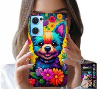 ETUI DO OPPO RENO7 5G - KWIACISTE WZORY PIESEK PIES JORK PLECKI