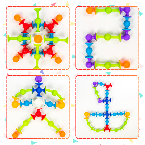 silikonowe klocki konstrukcyjne z przyssawkami 48 el dla dzieci edukacyjne na Arena.pl