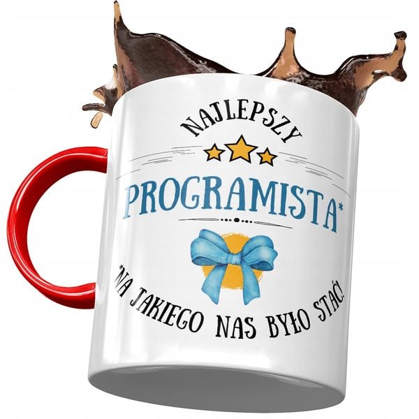 Kubek Czerwony Dla Programisty Najlepszy Prezent Z Nadrukiem Ze Zdjęciem zdjęcie 1