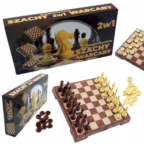 Szachy Warcaby MAGNETYCZNE Drewniane KLASYCZNE Duże 2 w 1 SKŁADANE na Arena.pl