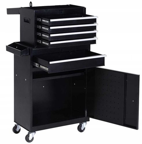 wózek narzędziowy 5 szuflad 52,5 x 28 x 104,5 cm - czarny na Arena.pl
