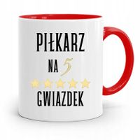 Kubek Czerwony Prezent Dla Piłkarza Na 5 Gwiazdek Z Nadrukiem Ze Zdjęciem