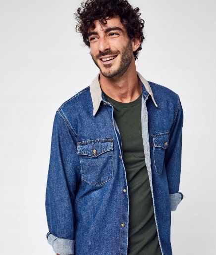 Levis Levi's Relaxed Fit Western Shirt Blue Stone Wash koszula jeansowa r.M zdjęcie 5