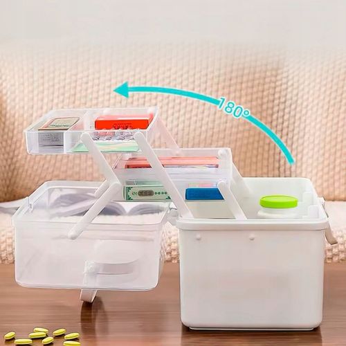 ORGANIZER POJEMNIK NA LEKI TABLETKI DUŻA ROZKŁADANA APTECZKA XXL PUDEŁKO na Arena.pl