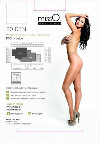 misso p101 rajstopy z wycięciem beżowe s/m delikatny połysk na Arena.pl