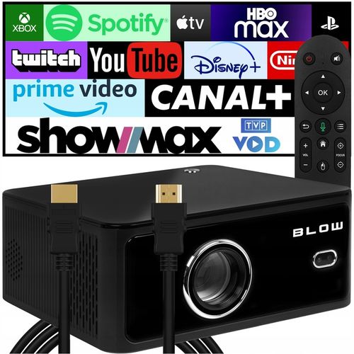 PRZENOŚNY PROJEKTOR RZUTNIK GŁOŚNIK MaxSHOW ANDROID SMART TV WIFI FULLHD 4K na Arena.pl
