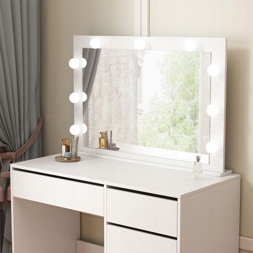 Toaletka kosmetyczna do makijażu wizażu z lustrem led nowoczesna glamour bi na Arena.pl