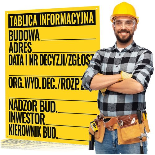 TABLICA INFORMACYJNA BUDOWLANA NA BUDOWĘ 50X70 CM na Arena.pl