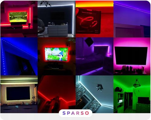 TAŚMA LED RGB 5M LEDY 230V 12V z PILOTEM Bardzo mocna ZESTAW + na Arena.pl