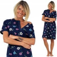 KOSZULA NOCNA piżama tunika rozpinana z dekoltem zapinanym na 4 guziki M