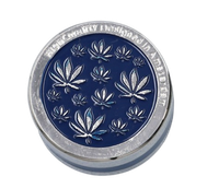 Młynek do Tytoniu Ziół Suszu Grinder Srebrno-Niebieski z Listkami Marihuany