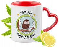 Kubek Czerwony Z Uszkiem W Kształcie Serca Dla Dominika Na Prezent