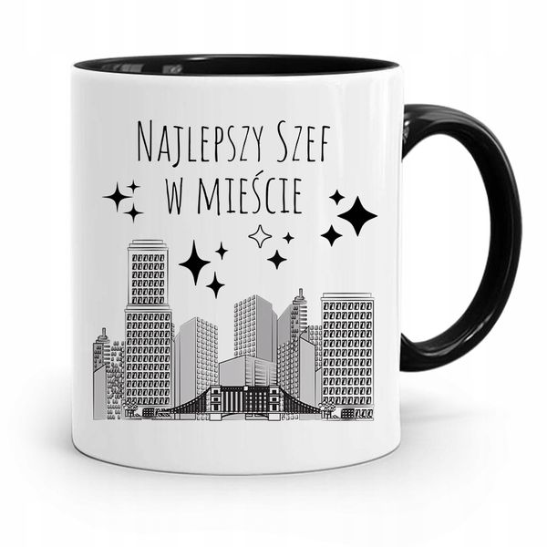 Kubek Czarny Prezent Najlepszy Szef W Mieście Z Nadrukiem Ze Zdjęciem zdjęcie 1