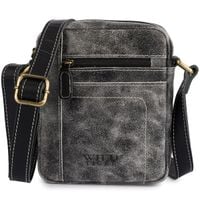 Skórzana listonoszka męska z kieszeniami Wild Tiger - czarna