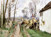 Plakat 18x13cm A Village Road near Auvers, Paul Cezanne Vingtage