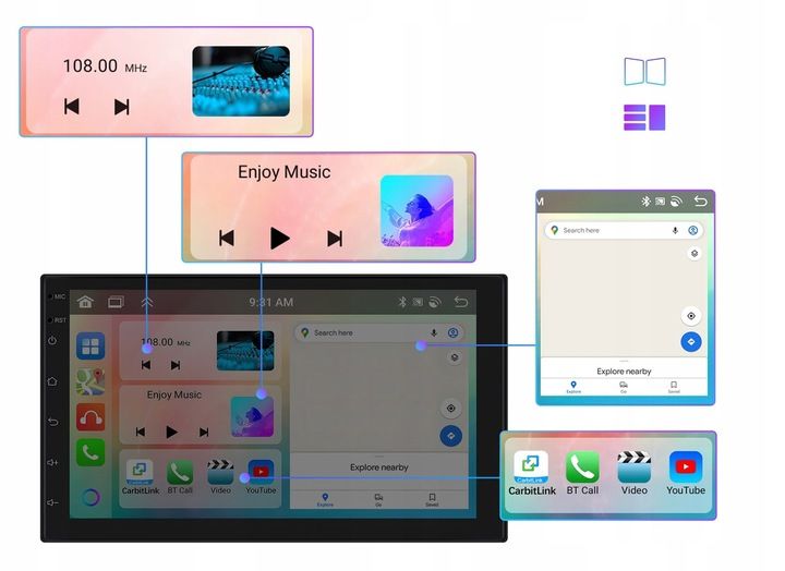 RADIO SAMOCHODOWE 2 DIN ANDROID AUTO CARPLAY 4GB/64GB ANDROID 13 RDS DSP zdjęcie 2
