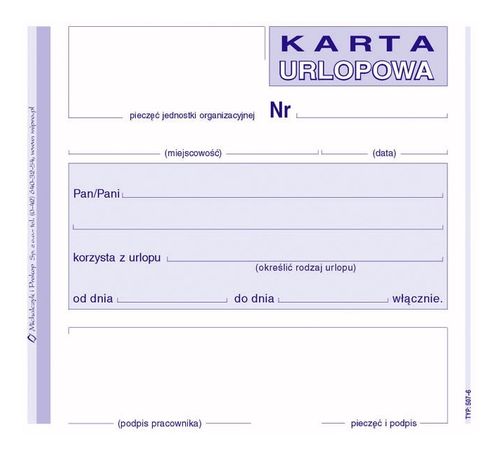 507-6 KARTA URLOPOWA na Arena.pl