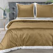 Pościel satynowa LAURA 200x220 Eurofirany złocista biała kanta