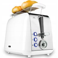 Toster Yoer 925W biały/chrom Tacka +Ruszt na bułki 7 poziomów +Rozmrażanie