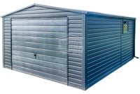 Garaż blaszany 4,5x5m Brama uchylna okno antracyt rynny dach dwuspad GP422