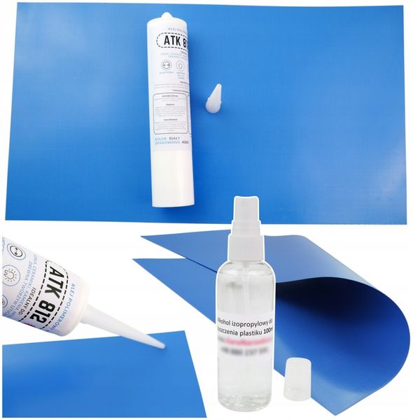 Łatka PVC do materacy Łata basenowa 27x50cm Mocny klej Odłuszczacz 100ml zdjęcie 1