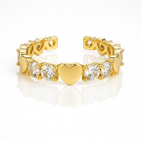 pierścionek stal chirurgiczna platerowana złotem regulowany, z cyrkoniami