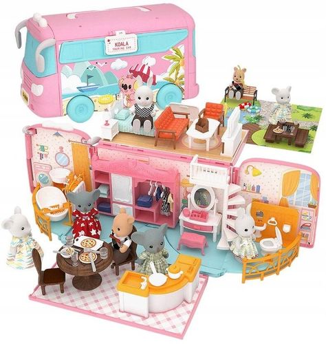 DUŻE AUTO dla LALEK AUTOBUS KAMPER WAKACYJNY rozkładany otwierany DOMEK na Arena.pl