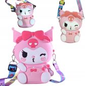 2 x Silikonowa Torebka Kuromi Sanrio Z PASKIEM NA RAMIE ANIME KWAI STYLRÓŻO