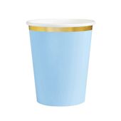 Kubeczki papierowe niebieskie ze złotym brzegiem Classic Gold, 6 szt.