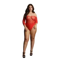 le desir body plus size z koronką i rękawami 3/4, czarne, otwarte