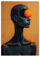 Plakat plakaty abstrakcja portret pomarańczowa kula 70x100 cm