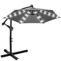 Parasol ogrodowy z oświetleniem led na wysięgniku 300 cm składany na balkon, taras grafitowy