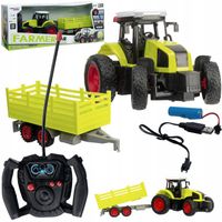 DUŻY TRAKTOR ZDALNIE STEROWANY Z PRZYCZEPĄ RC CIĄGNIK 39cm ładowanie USB