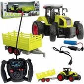 DUŻY TRAKTOR ZDALNIE STEROWANY Z PRZYCZEPĄ RC CIĄGNIK 39cm ładowanie USB